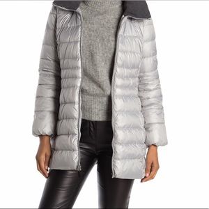 NWT Andre Marc Windsor Puffer Jacket in Light Grey